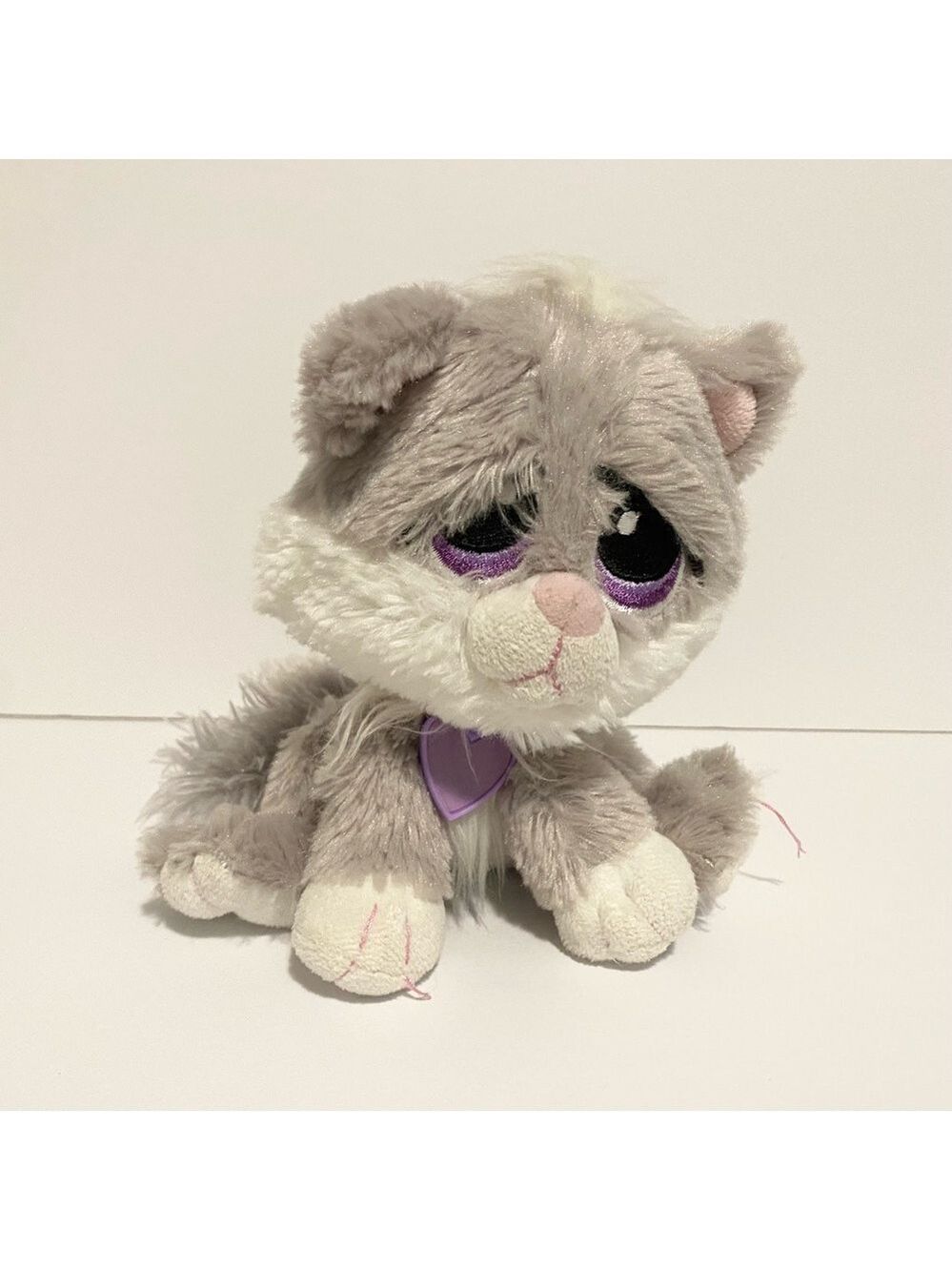 Rescue Pets Cat Plush Grey Kitty Stuffed Animal 6” Toy Sad Face Mystery Tabby